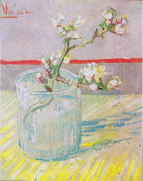 Vincent Van Gogh Flowering almond tree branch in a glass Sweden oil painting art